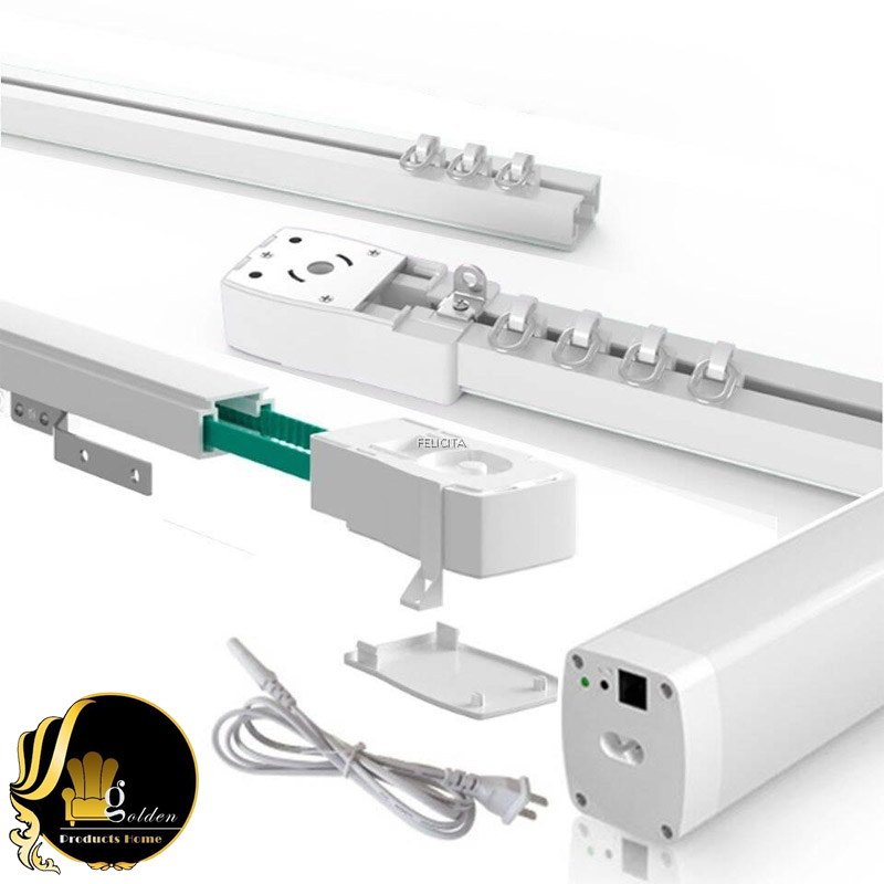 ریل پرده برقی هوشمند کنار رو سفید